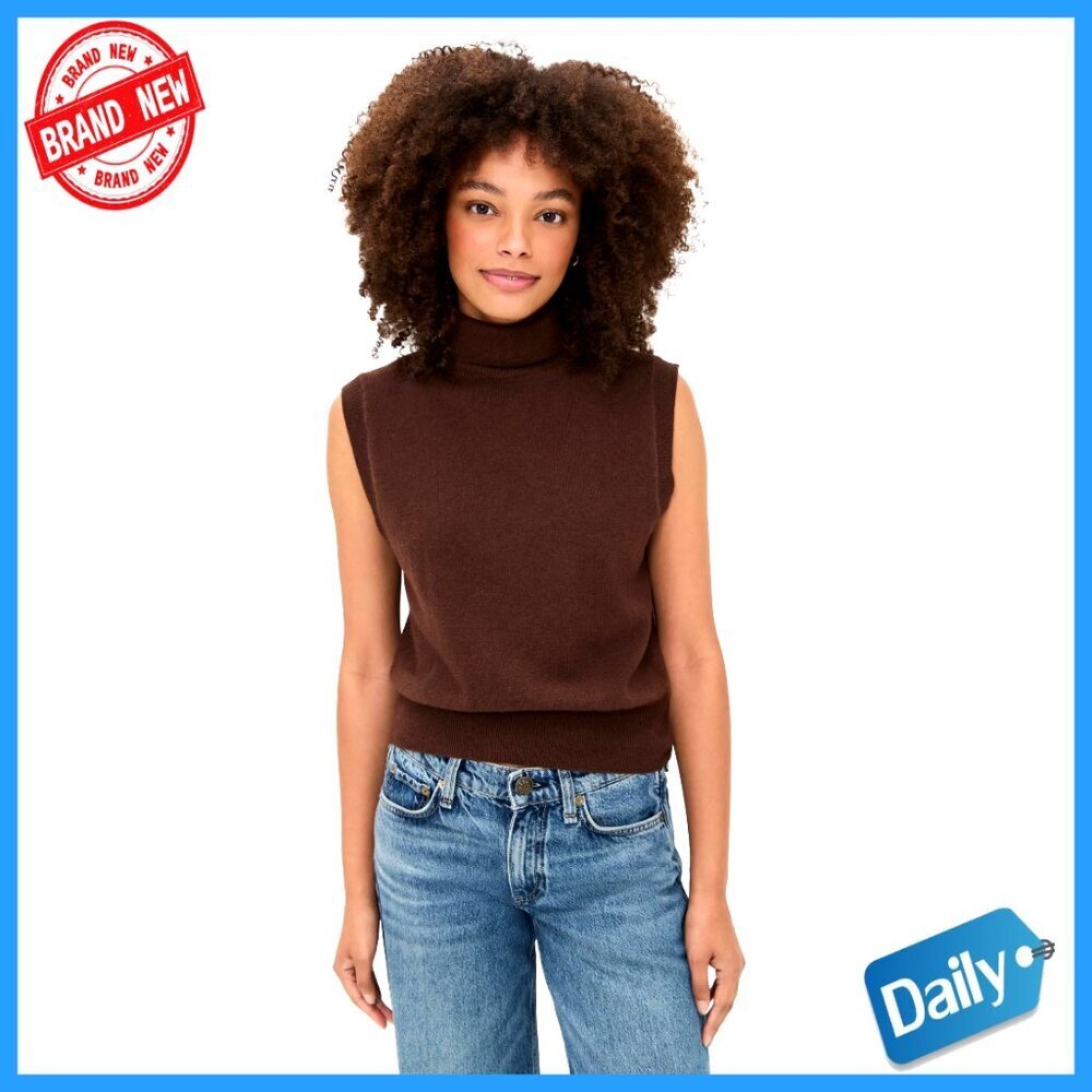 Lightweight Wool Blend Turtleneck Sweater Vest Sleeveless Pullover